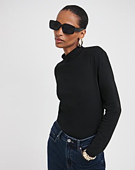 Black Turtle Neck Long Sleeve Top