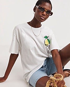 White Lemon Embroidered T-Shirt