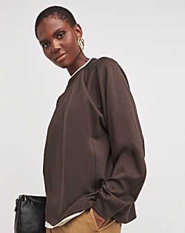 Chocolate Crew Neck Seam Detail Sweatshirt