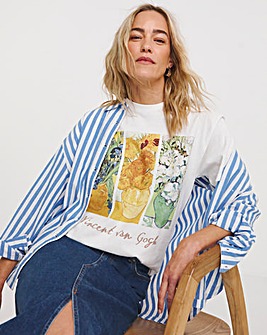 White Van Gogh Flowers Graphic T-Shirt