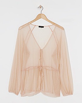 Blush Mesh Spot Dobby Blouse