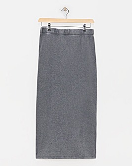 Grey Acid Wash Midi Skirt