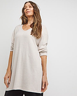 Oatmeal Soft Touch V-Neck Longline Top