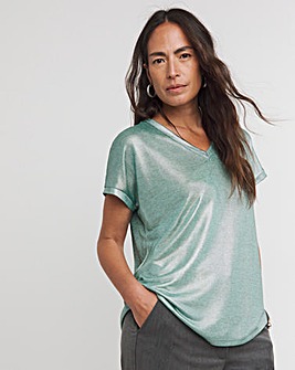 Mint V Neck Foil T-Shirt