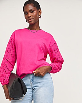 Bright Pink Broderie Sweatshirt