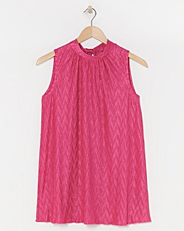 Pink Halter Neck Pleated Top