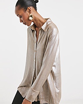 Bronze Foiled Button Front Shirt