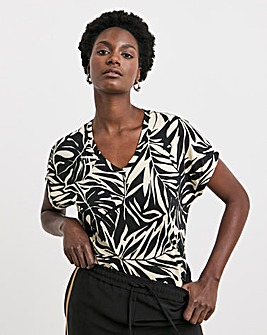 Palm Print V-Neck Short Sleeve T-Shirt