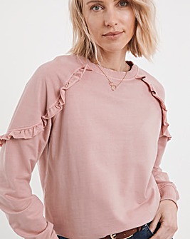 Rose Pink Frill Detail Sweatshirt