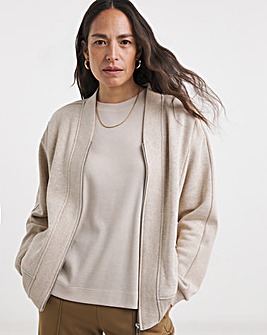 Warm Grey Ribbed Detail Bomber