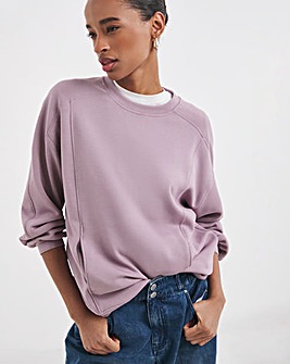 Elderberry Crew Neck Seam Detail Pocket Sweatshirt