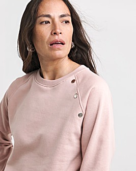 Crew Neck Popper Shoulder Longline Sweatshirt