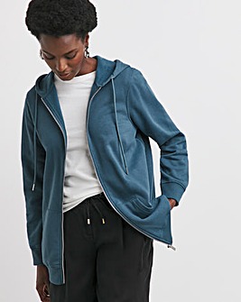 Indigo Longline Zip Hoodie