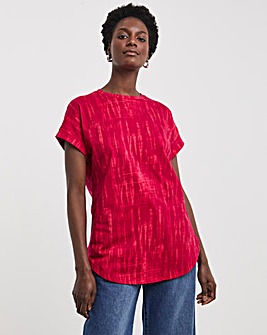 Pure Cotton Longline Short Sleeve Curved Hem Top