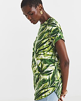 Pure Cotton Longline Short Sleeve Curved Hem Top