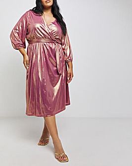 Lovedrobe Metallic Wrap Midi Dress