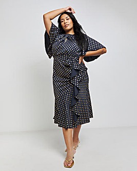 Little Mistress Spot Print Midaxi Dress