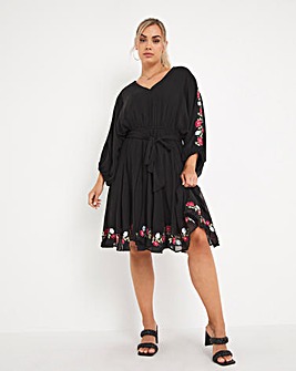 Lovedrobe Embroidered Puff Sleeve Mini Dress