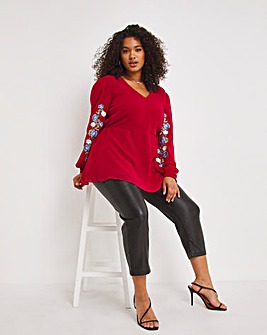 Lovedrobe Embroidered Peplum Top