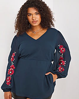 Lovedrobe Embroidered Peplum Top