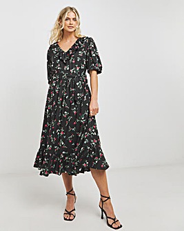 Lovedrobe Dobby Frill Detail Midi Dress