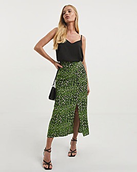 Whistles Leopard Petal Side Ruched Skirt