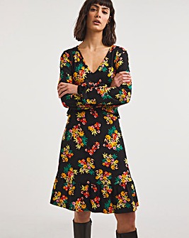 Joe Browns Jersey Floral Ruffle Detail Dress