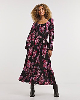 Joe Browns Jersey Shirred Tiered Floral Dress
