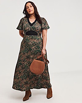 Joe Browns Jersey Contrast Floral V Neck Maxi Dress