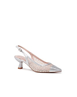 Paradox London Tamsin Crystal Mesh Kitten Heel Shoes