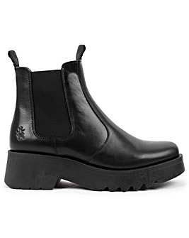 Fly London Medi Black Leather Chunky Chelsea Boots