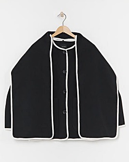 Black Contrast Scarf Coat