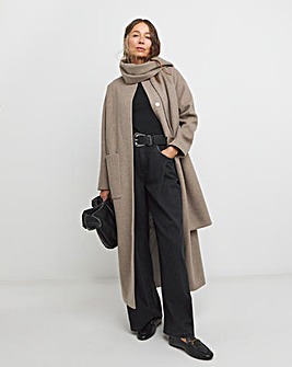 Neutral Longline Scarf Coat