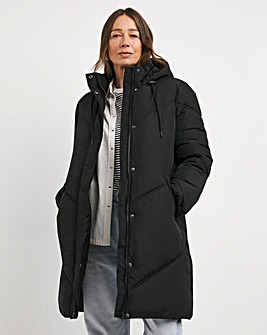 Black Mid Length Padded Coat