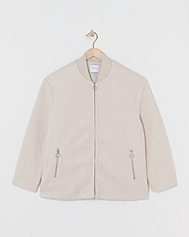 Cream Wool Like Bomber Jacket