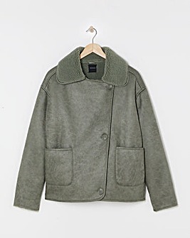 Sage Revere Collar Shearling Jacket