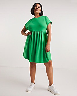 Green Jersey Short Sleeve Smock Dress