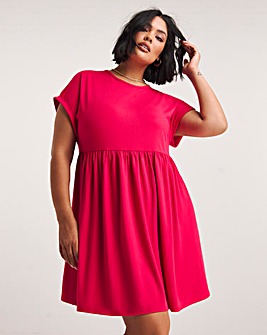 Pink Jersey Short Sleeve Smock Dress