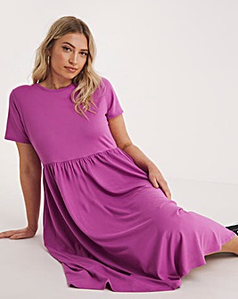 Purple Supersoft Jersey Midi Dress With Pockets