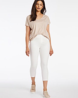 Amber White Pull On Crop Jeggings