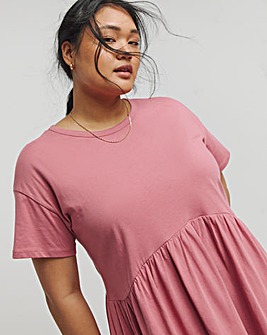 Rose Cotton Jersey Drop Waist Smock Dress