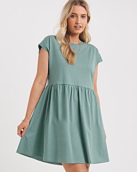 Green Cotton Jersey Smock Dress