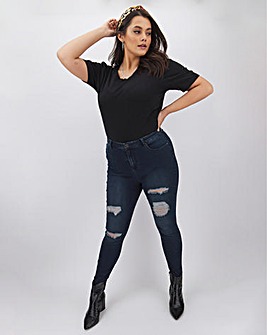Chloe Indigo High Waist Ripped Skinny Jeans