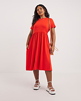 Orange Supersoft Midi Dress With Pockets