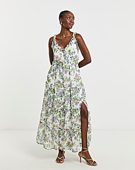 White Floral Tiered Maxi Cami Dress