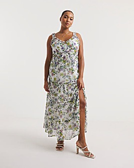 White Floral Tiered Maxi Cami Dress