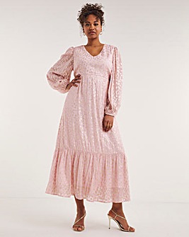 Boutique Pink Jacquard V-Neck Maxi Dress