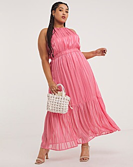 Boutique Pink Halterneck Georgette Maxi Dress