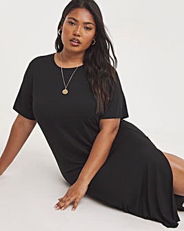Black Oversized Midi T-Shirt Dress