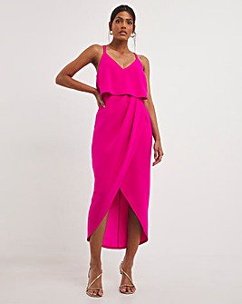 Joanna Hope Pink Overlay Midi Dress
